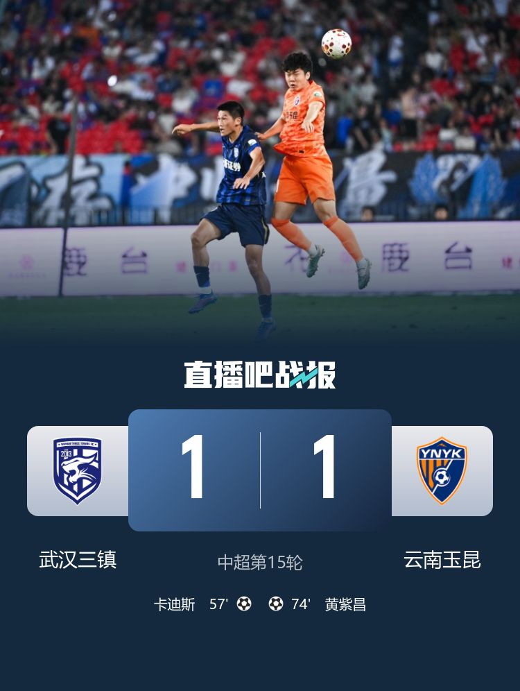仍处降级区！三镇1-1玉昆8轮不胜 卡迪斯连续7场破门黄紫昌扳平  第2张