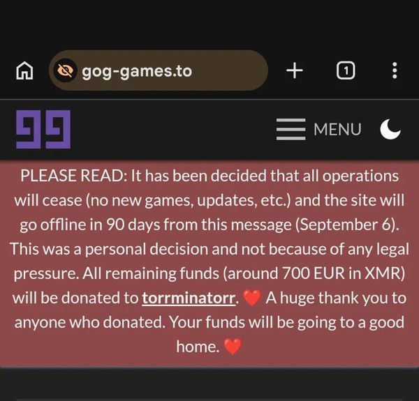 盗版游戏网站GOG-Games宣布90天后关闭 称关闭为个人决定  第2张