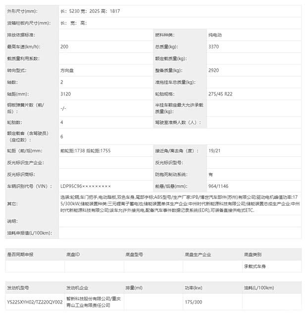 岚图泰山纯电版申报信息曝光 双电机四驱系统最大功率475kW  第4张