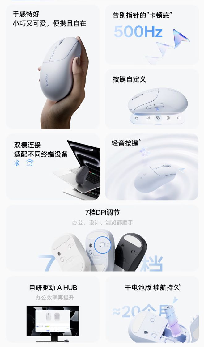 雷柏C10双模轻音鼠标新增五键版本，首发价55元  第2张
