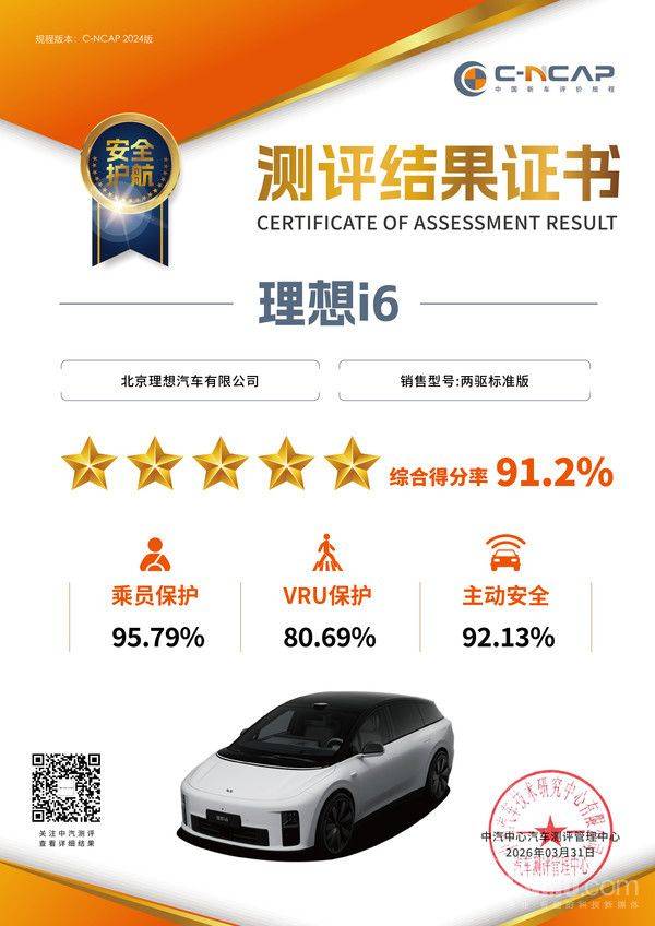 理想i6交付超14万辆之际获中汽中心年度大满贯车型奖 第3张 理想i6交付超14万辆之际获中汽中心年度大满贯车型奖 第3张