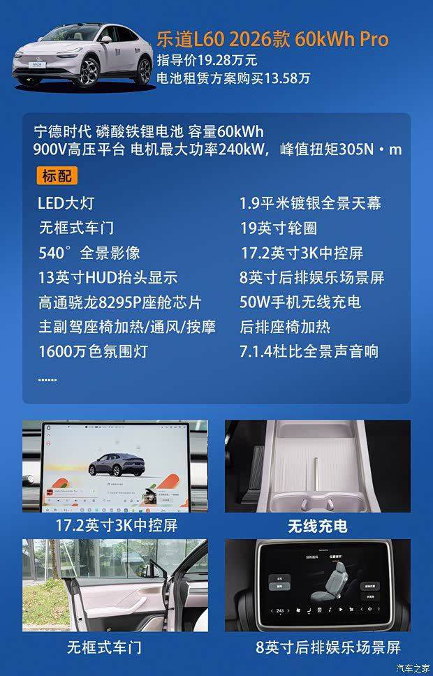 新款乐道L60上市 全系标配激光雷达售价19.28万元起  第4张