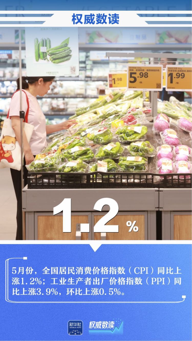 5月CPI同比上涨1.2% 前5个月进出口总值增长15.3% 前沿领域投资同比增长约5倍  第2张