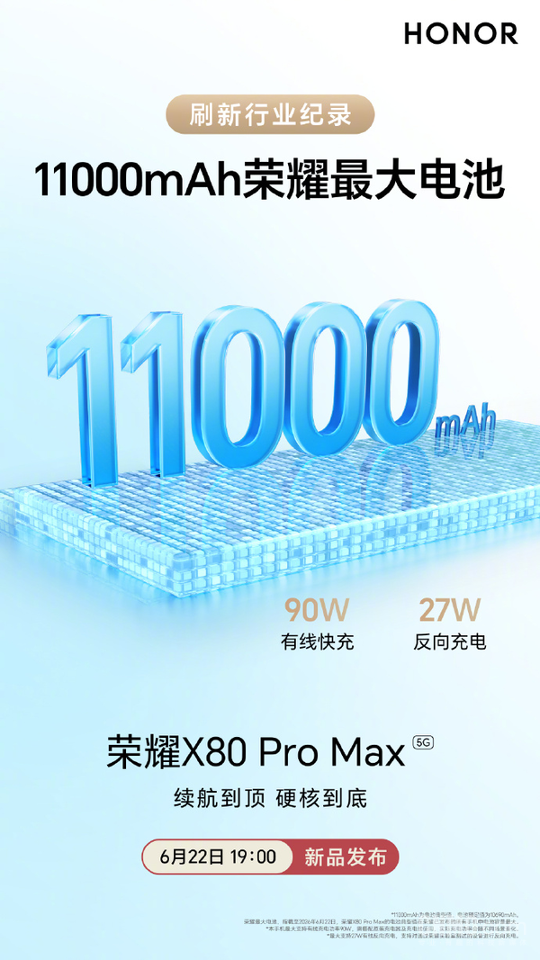 荣耀X80 Pro Max定档6月22日发布 搭载11000mAh电池  第2张