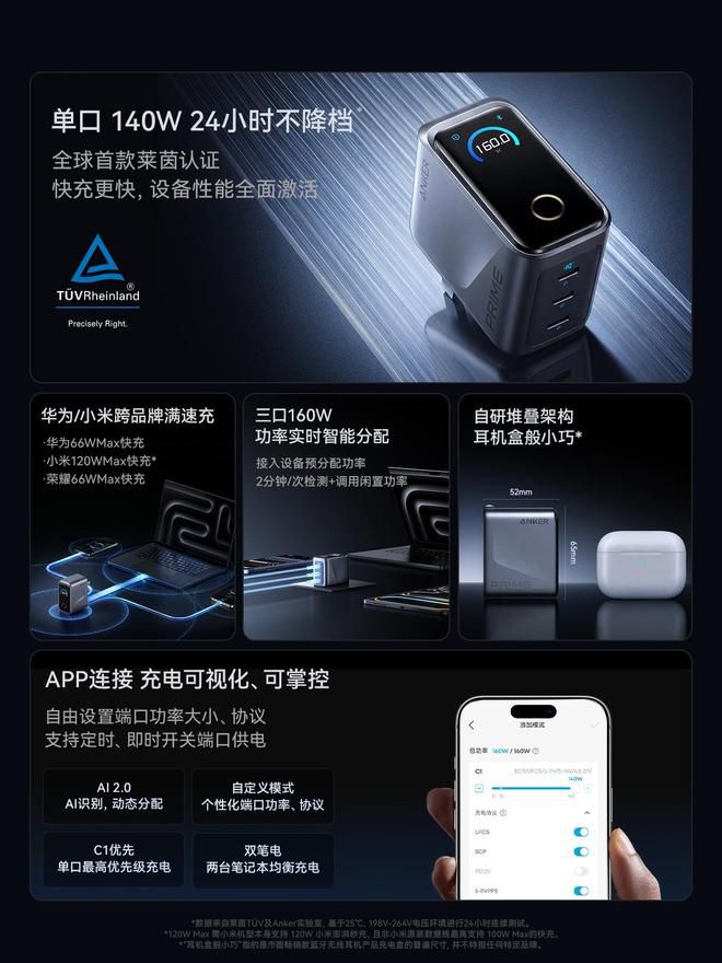 安克Anker Prime 160W充电器金标定制版699元上市 新增多品牌快充协议支持  第3张