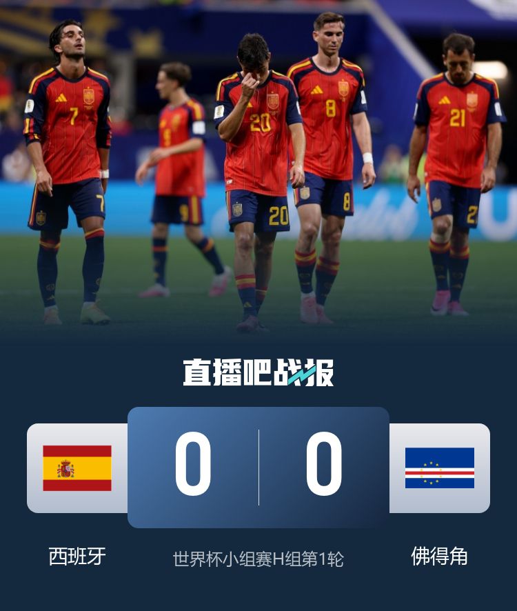 西班牙0-0战平佛得角，世界杯首场零进球平局产生