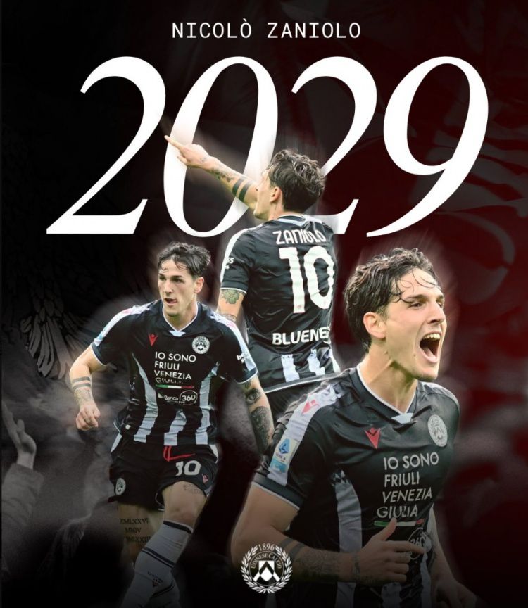 乌迪内斯行使买断条款，1000万欧元签下扎尼奥洛至2029年  第1张