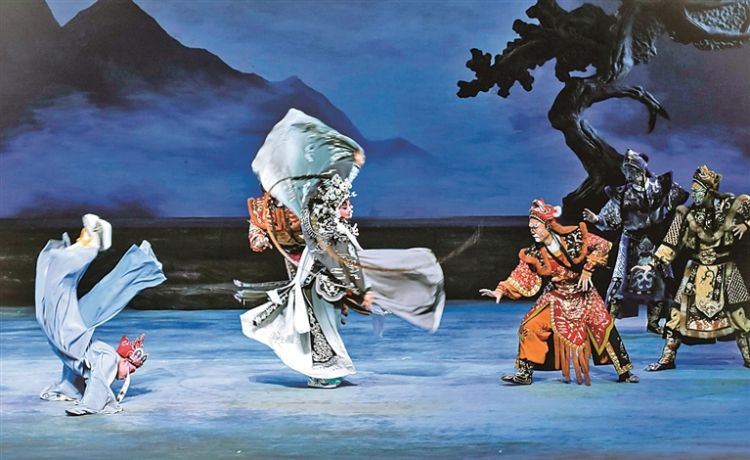 婺剧《三打白骨精》中唐僧展现“倒插虎”武功  第2张