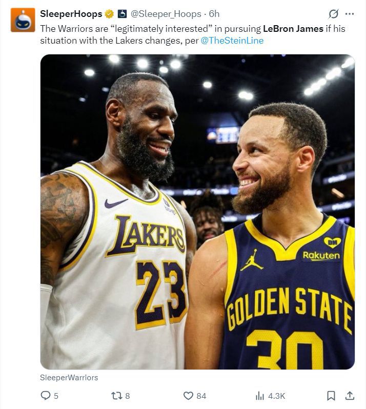NBA名嘴西蒙斯：愿押上性命赌詹姆斯加盟勇士  第2张