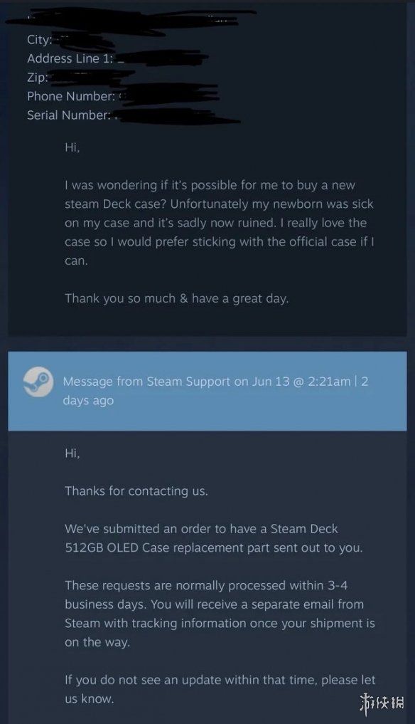 Steam客服受理玩家自费补购掌机配件申请 原装收纳包因婴儿呕吐报废  第2张