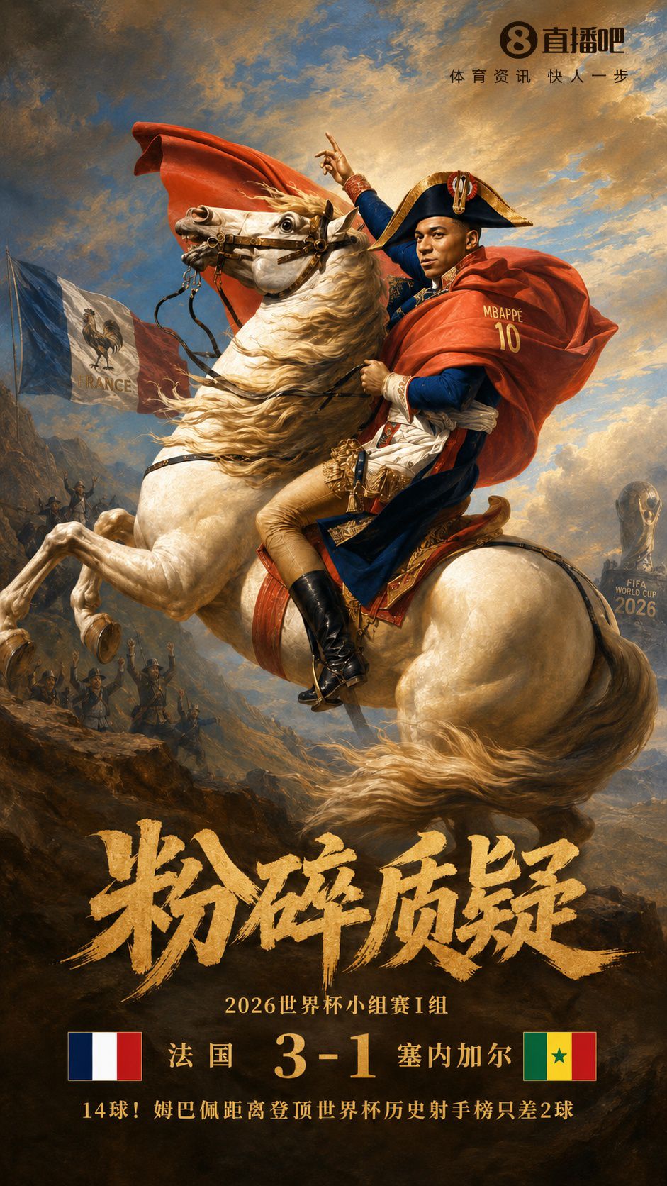 姆巴佩世界杯总进球达14球,与盖德·穆勒并列历史第三 第2张 姆巴佩世界杯总进球达14球,与盖德·穆勒并列历史第三 第2张