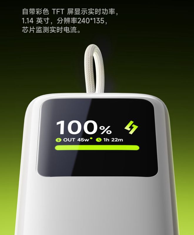 闪极发布“怪能充”自带伸缩线充电宝，支持45W快充，售价299元  第3张