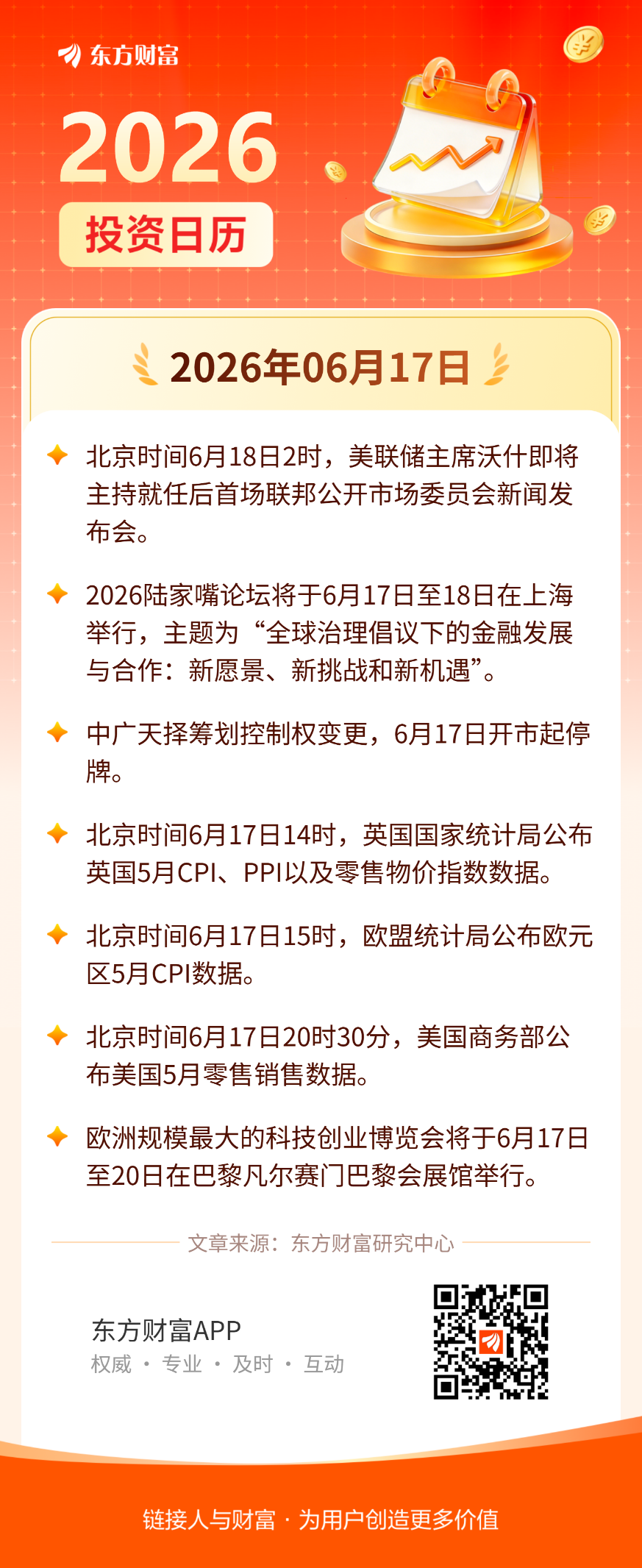 6月17日财经日历：多场重磅发布会与金融事件密集展开