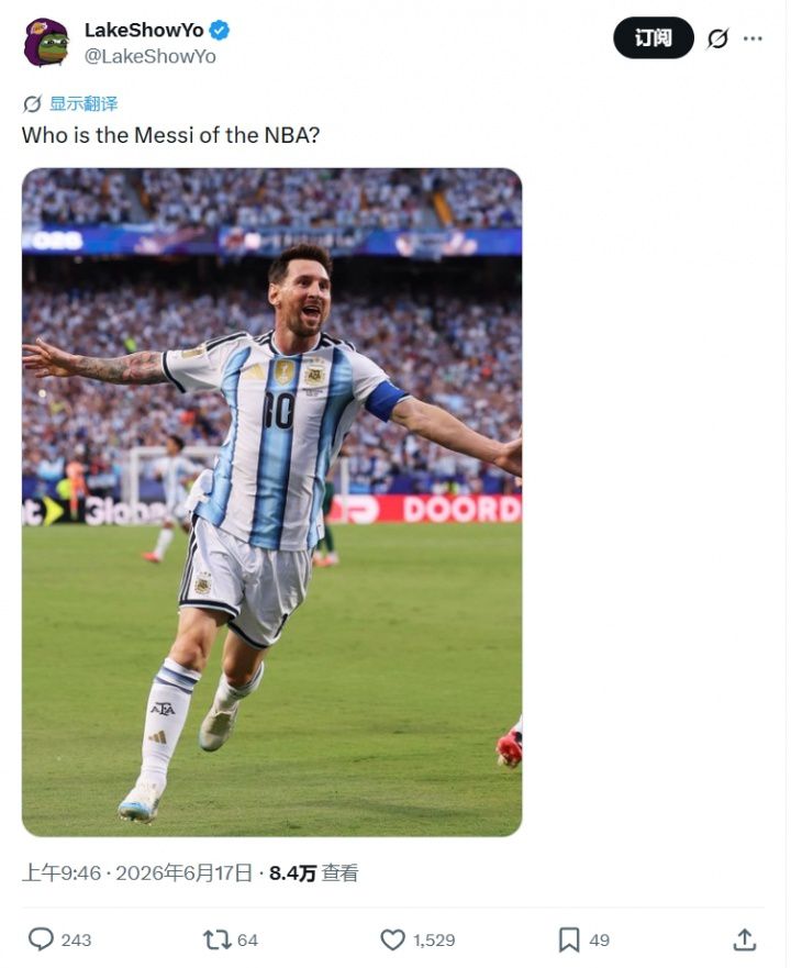 首秀戴帽&进球数平历史第一！湖媒发问：谁是NBA的梅西