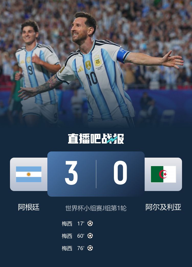 阿根廷队世界杯首战3-0胜阿尔及利亚 梅西包办全部进球