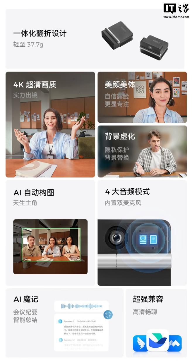 寻影推出Meet Flip 4K AI会议摄像头 官方定价699元首发优惠599元 第2张 寻影推出Meet Flip 4K AI会议摄像头 官方定价699元首发优惠599元 第2张