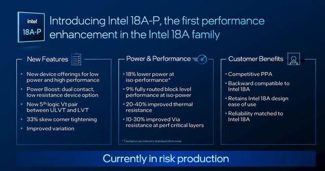 英特尔发布Intel 18A-P工艺节点，性能提升9%，功耗降低18