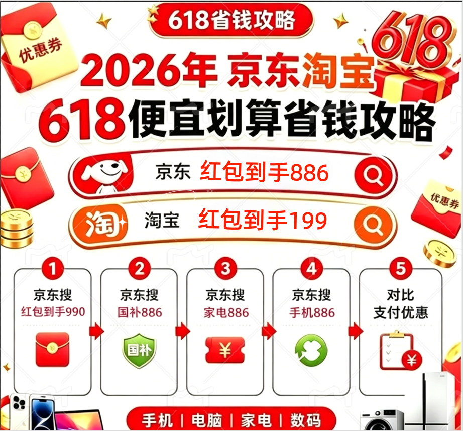 2026年京东淘宝618大促进入收官阶段 今晚8点开放多品类最高1500元补贴申领