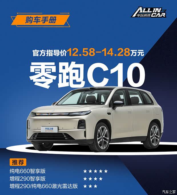 2027款零跑C10上市 指导价12.58万起 提供纯电/增程各两款