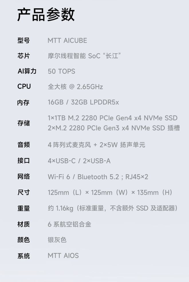 摩尔线程MTT AICUBE家庭AI中枢京东开启预售，16GB/32GB版定价9999/10999元  第6张