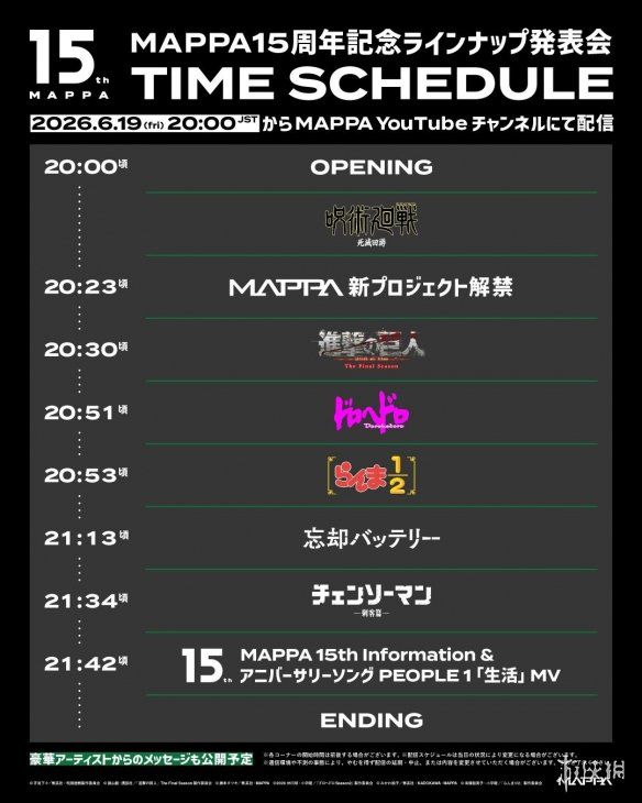 MAPPA成立15周年庆典定档6月19日，《电锯人》将获7分钟独立展示  第2张