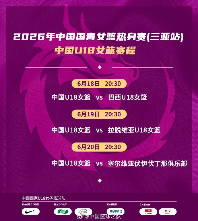 中国U18与U17女篮分赴三亚富顺出战国青热身赛 6月18日-20日迎首场较量