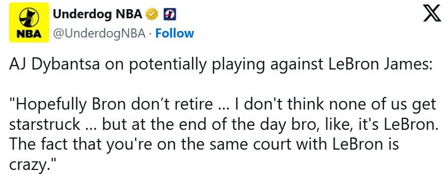 AJ·迪班萨期待2026年NBA选秀后与勒布朗·詹姆斯同场竞技 第2张 AJ·迪班萨期待2026年NBA选秀后与勒布朗·詹姆斯同场竞技 第2张