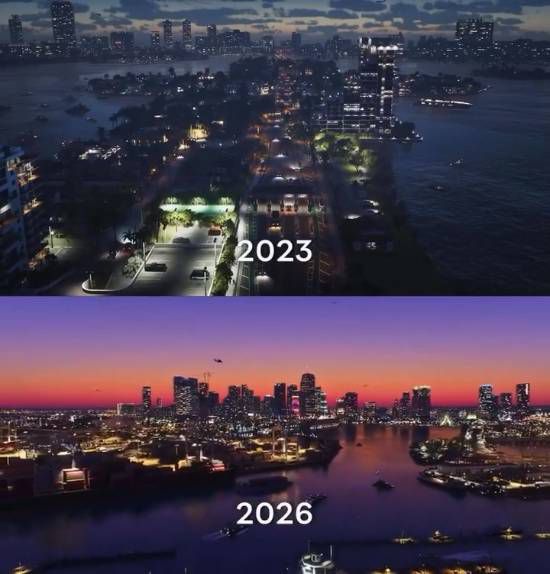 玩家对比《GTA6》两段宣传画面 光影风格差异引发争论  第2张