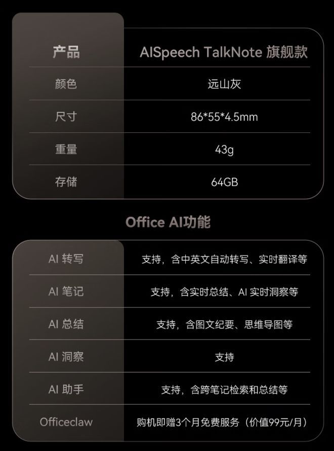 思必驰 TalkNote 旗舰款 AI 录音卡上架京东，定价 1299 元  第4张