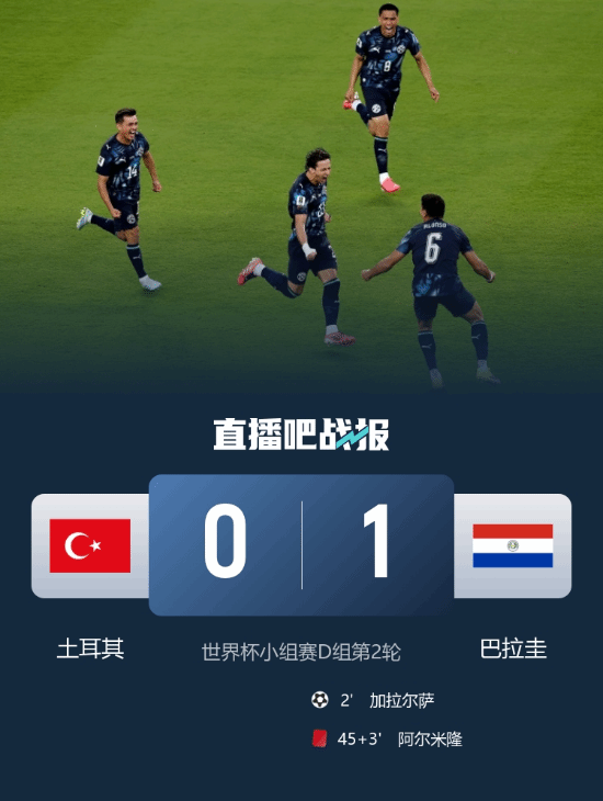 土耳其0-1负于十人巴拉圭 遭遇两连败无缘出线