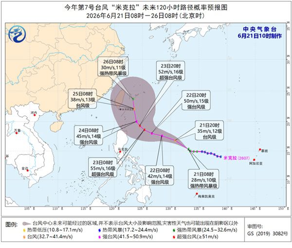今年第7号台风“米克拉”位于西北太平洋并向西北移动  第1张