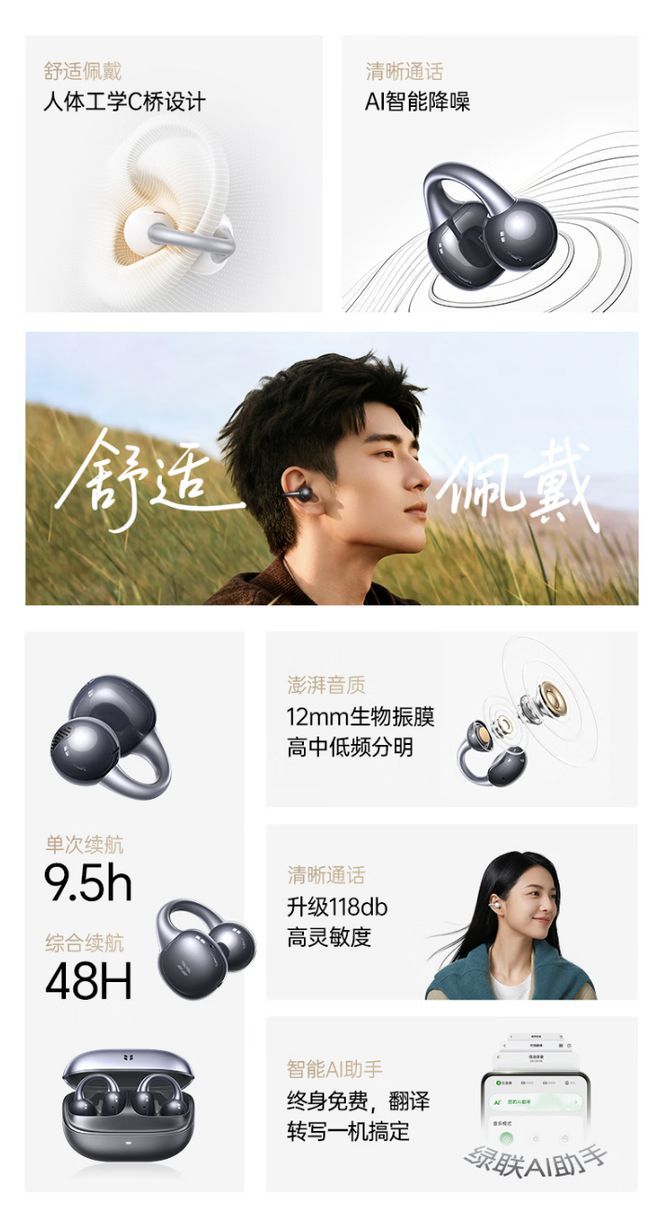 绿联S6 Pro耳夹式蓝牙耳机上架京东 定价199元  第2张