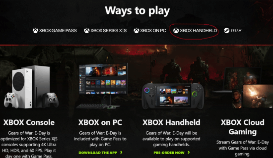微软Xbox掌机计划再露端倪：多款第一方游戏官网出现“Xbox Handheld”标识