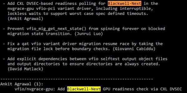 NVIDIA Blackwell-Next开发代号现身Linux内核补丁