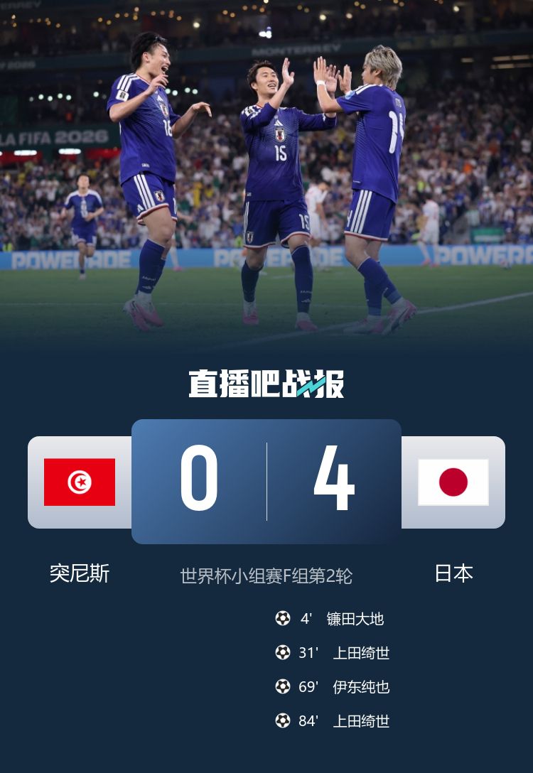 日本对突尼斯世界杯赛事关东地区平均收视收听率录得33.2