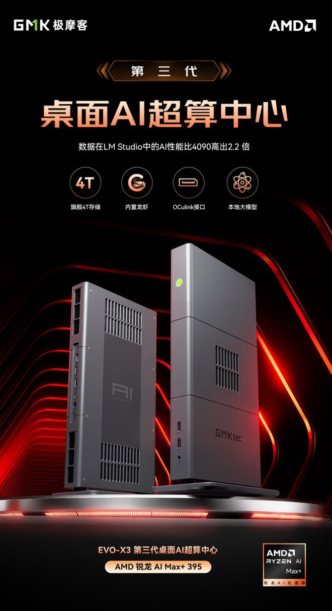 极摩客发布EVO-X3迷你主机 搭载锐龙AI Max+ 395 首发21699元起