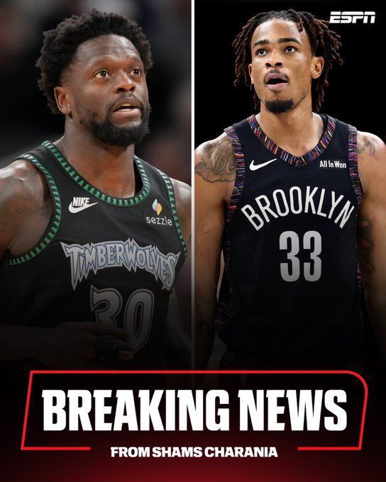 森林狼、篮网、公牛三方交易敲定：兰德尔与28号签赴篮网，克拉克斯顿赴公牛