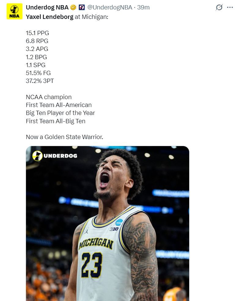 金州勇士队6月24日NBA选秀大会首轮11号签选中密歇根大学锋线球员  第5张