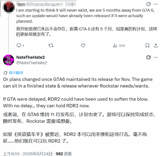玩家看衰《荒野大镖客：救赎2》PS5次世代更新前景  第1张