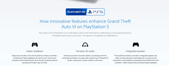 GTA6》PlayStation商店详情页更新 标注“在PS5上体验最佳” 第2张 GTA6》PlayStation商店详情页更新 标注“在PS5上体验最佳” 第2张