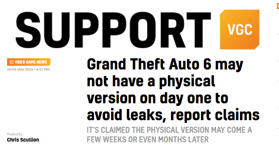 GTA6》预购将启售价公布：标准版79.99美元，实体版无光盘仅含兑换码