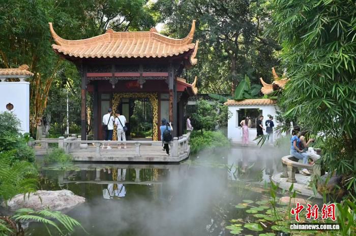 广州兰圃展出近千种兰花 成年轻游客古风打卡新地标