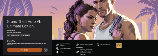 GTA6》商店页面信息确认支持PS5 Pro Enhanced 第2张 GTA6》商店页面信息确认支持PS5 Pro Enhanced 第2张
