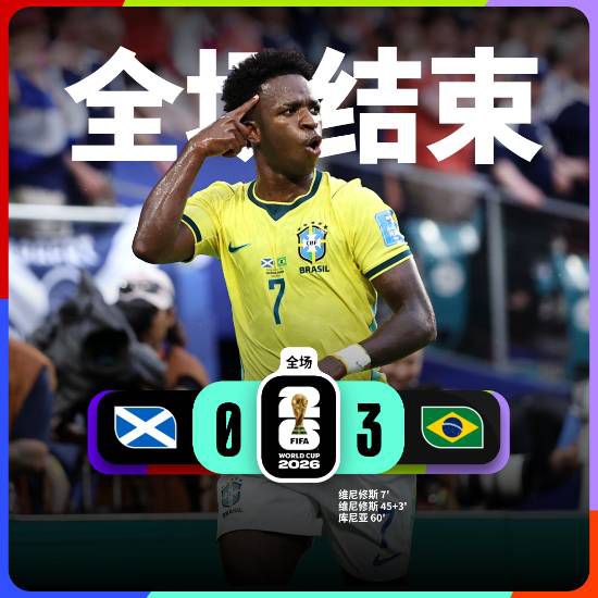巴西3-0完胜苏格兰 小组头名晋级世界杯十六强