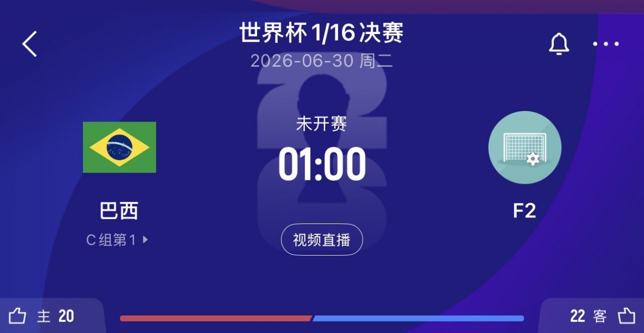 巴西C组头名出线，6月30日1/16决赛对阵F组第二