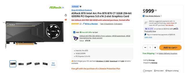 英特尔Arc Pro B65专业显卡美国上市 起售价910美元  第2张