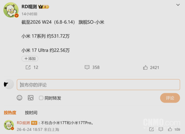 小米17系列累计激活销量突破530万部 同期表现超过多数国产旗舰  第2张