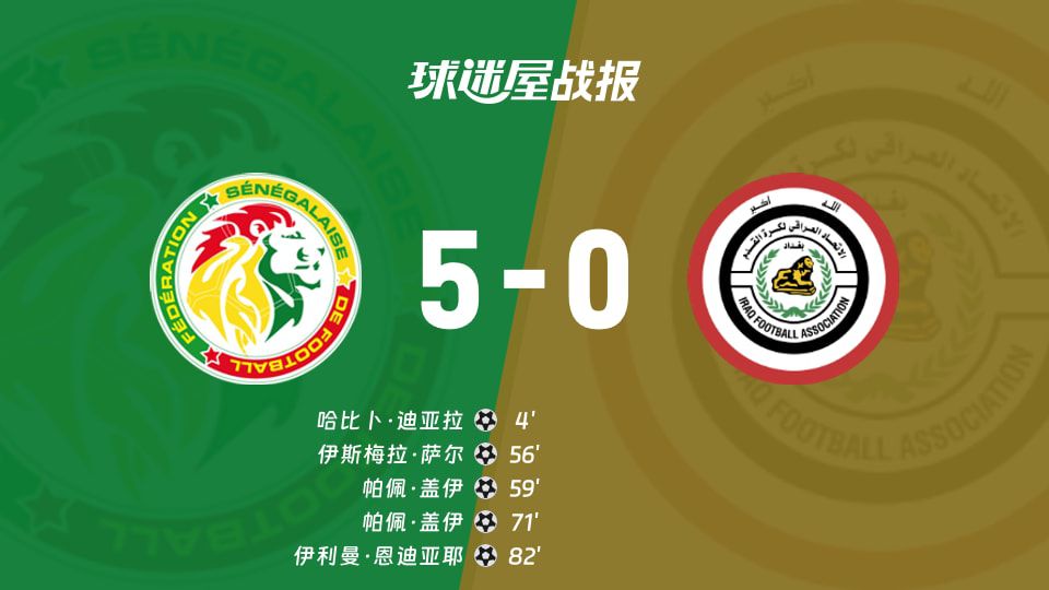 塞内加尔5-0伊拉克全场比赛数据及关键进程统计