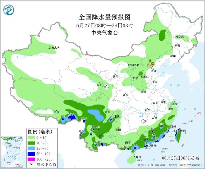 中央气象台发布降雨预报：未来三天主雨带北抬，福建广东云南等地有大暴雨