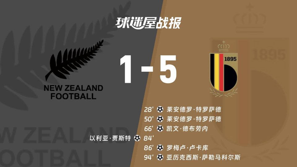 比利时客场5-1大胜新西兰，特罗萨德梅开二度